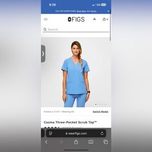 Figs Cecil Blue Scrub Top (Small)